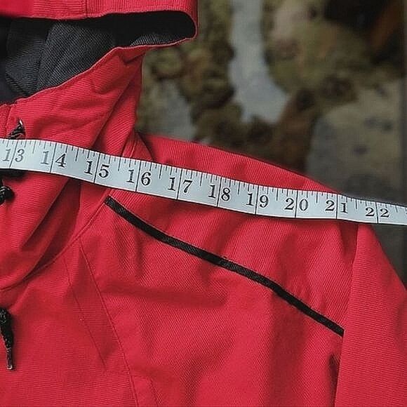 Vtg red half zip hooded pullover ski jacket - Picture 10 of 16